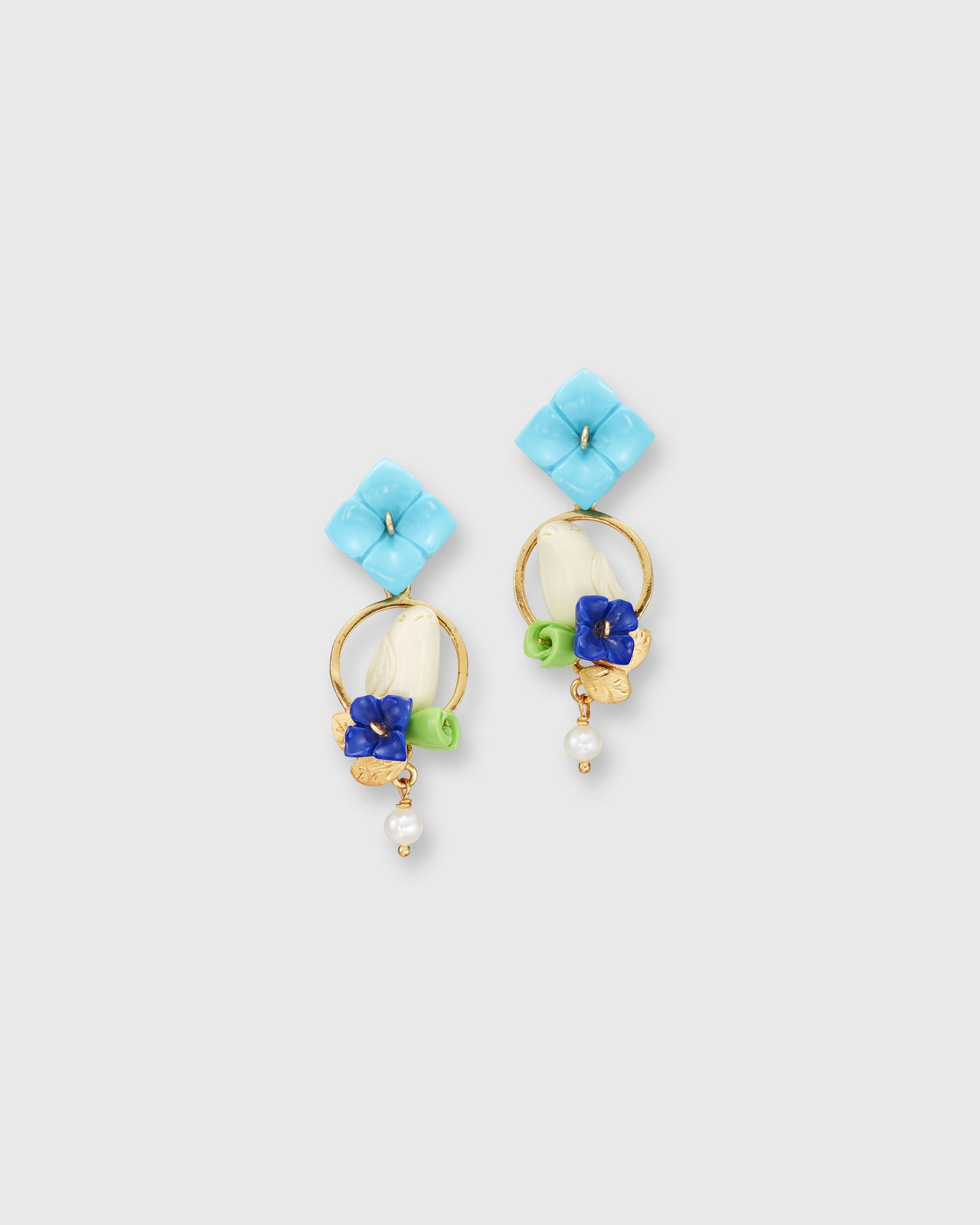 Chick Earrings in Gold/Turquoise/Peridot