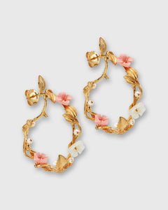 Mini Flower Whirl Earrings in Gold/Pink/Mother Of Pearl
