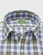 Load image into Gallery viewer, Spread Collar Sport Shirt in Green/Brown/Blue Plaid Poplin
