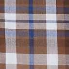 Spread Collar Sport Shirt in Brown/Blue Plaid Poplin