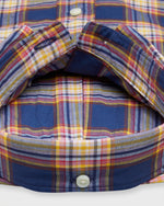 Load image into Gallery viewer, Button-Down Sport Shirt in Blue/Mango/Poppy Plaid Poplin
