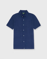 Load image into Gallery viewer, Full-Placket Sweater in Heather Marine Cotton
