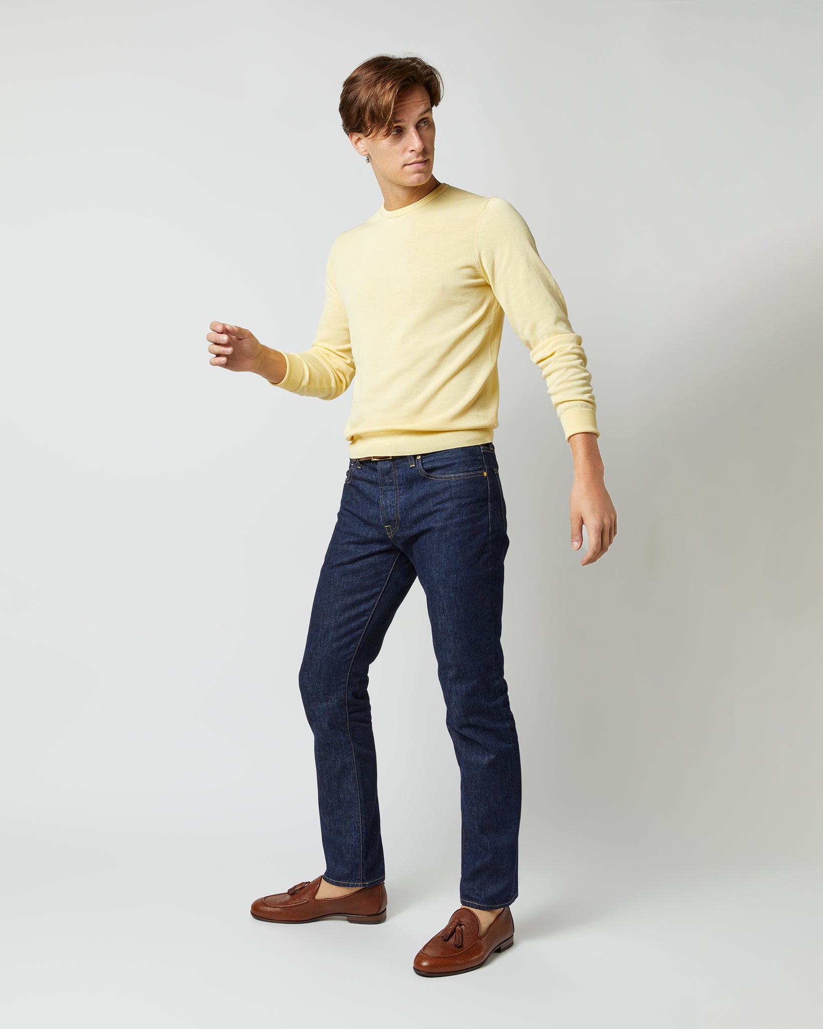 Crewneck Sweater in Lemon Cotton