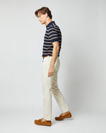 Load image into Gallery viewer, Rally Polo Sweater in Navy/Melon/Light Blue Stripe Cotton
