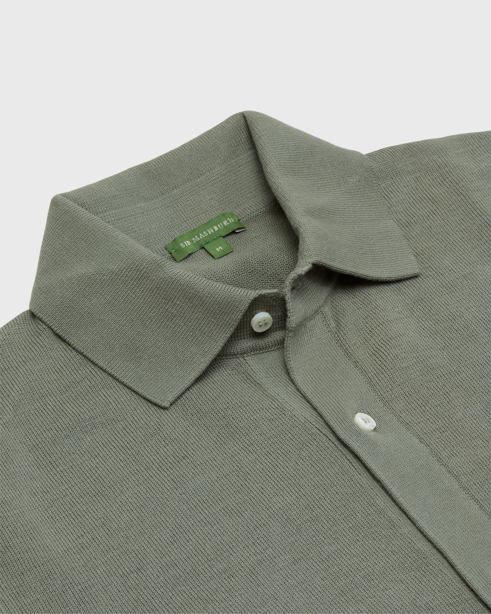 Full-Placket Sweater in Sage Cotton