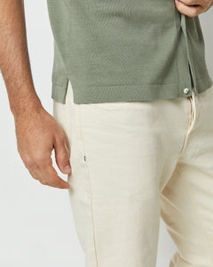 Full-Placket Sweater in Sage Cotton