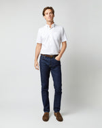 Load image into Gallery viewer, Short-Sleeved Knit Button-Down Popover Shirt in White Pima Pique
