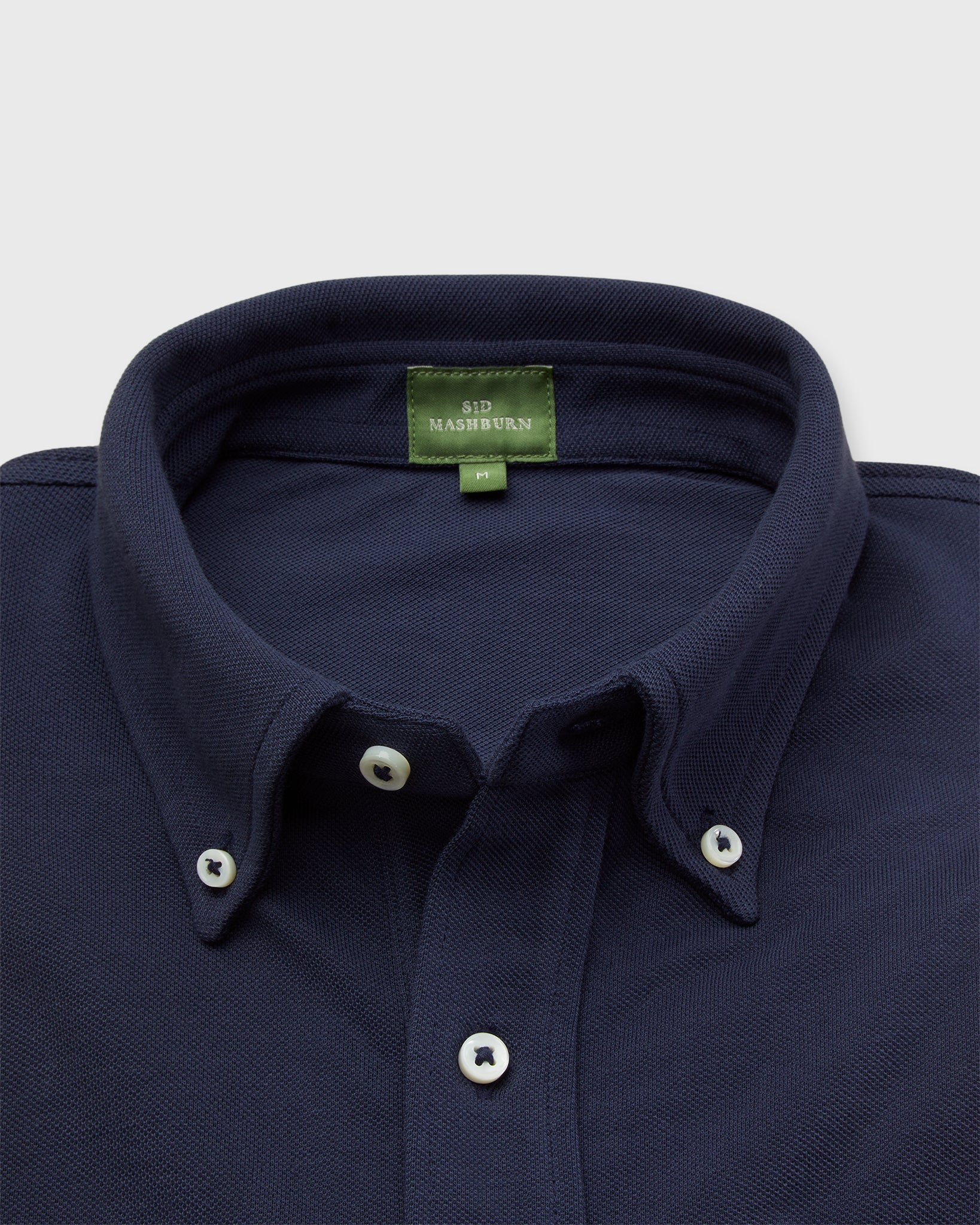 Short-Sleeved Knit Button-Down Popover Shirt in Navy Pima Pique
