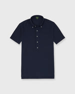 Load image into Gallery viewer, Short-Sleeved Knit Button-Down Popover Shirt in Navy Pima Pique
