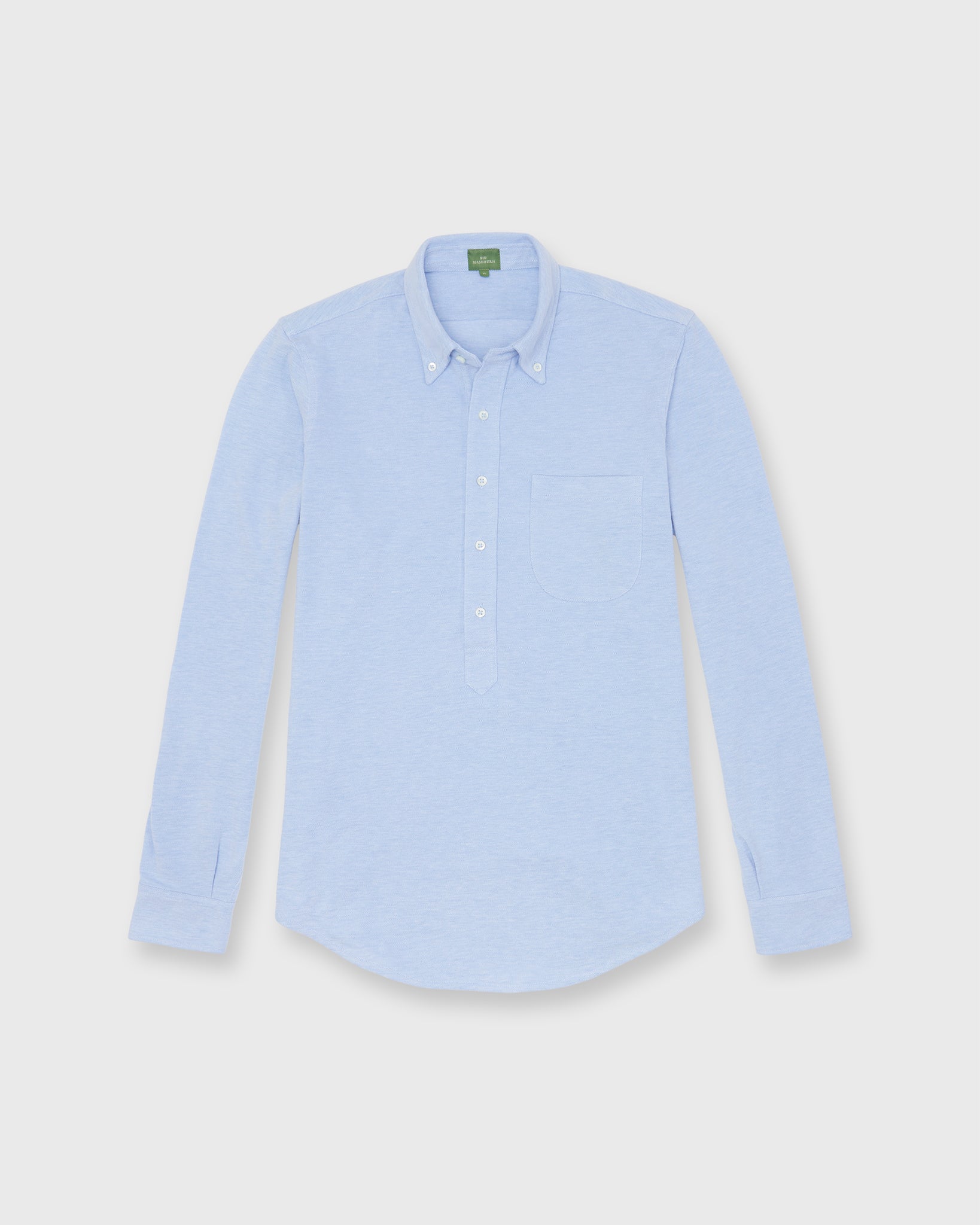 Knit Button-Down Popover Shirt in Sky Oxford Pima Pique
