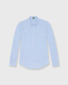 Knit Button-Down Popover Shirt in Sky Oxford Pima Pique