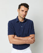 Load image into Gallery viewer, Short-Sleeved Polo in Navy Terry
