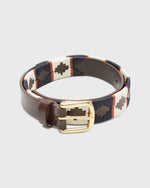 Load image into Gallery viewer, 1 1/8&quot; Polo Belt in Bone/Navy/Orange Chocolate Leather
