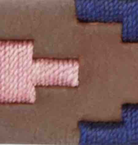 1 1/8" Polo Belt in Pink/Navy/Green Medium Brown Leather