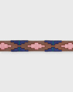 Load image into Gallery viewer, 1 1/8&quot; Polo Belt in Pink/Navy/Green Medium Brown Leather
