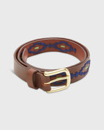 Load image into Gallery viewer, 1 1/8&quot; Polo Belt in Navy/Sage Medium Brown Leather
