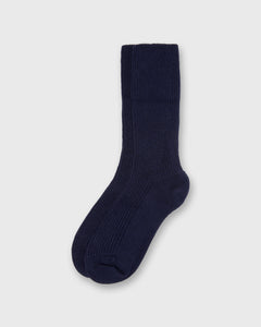Cashmere-Ribbed Socks in Navy