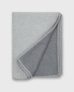 Load image into Gallery viewer, Stitched Reversible Throw Blanket in Silver/Grey Wool/Cashmere
