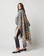 Load image into Gallery viewer, Reversible Lambswool Cape in Grey/Brown Overcheck
