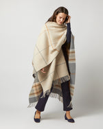 Load image into Gallery viewer, Reversible Lambswool Cape in Grey/Brown Overcheck
