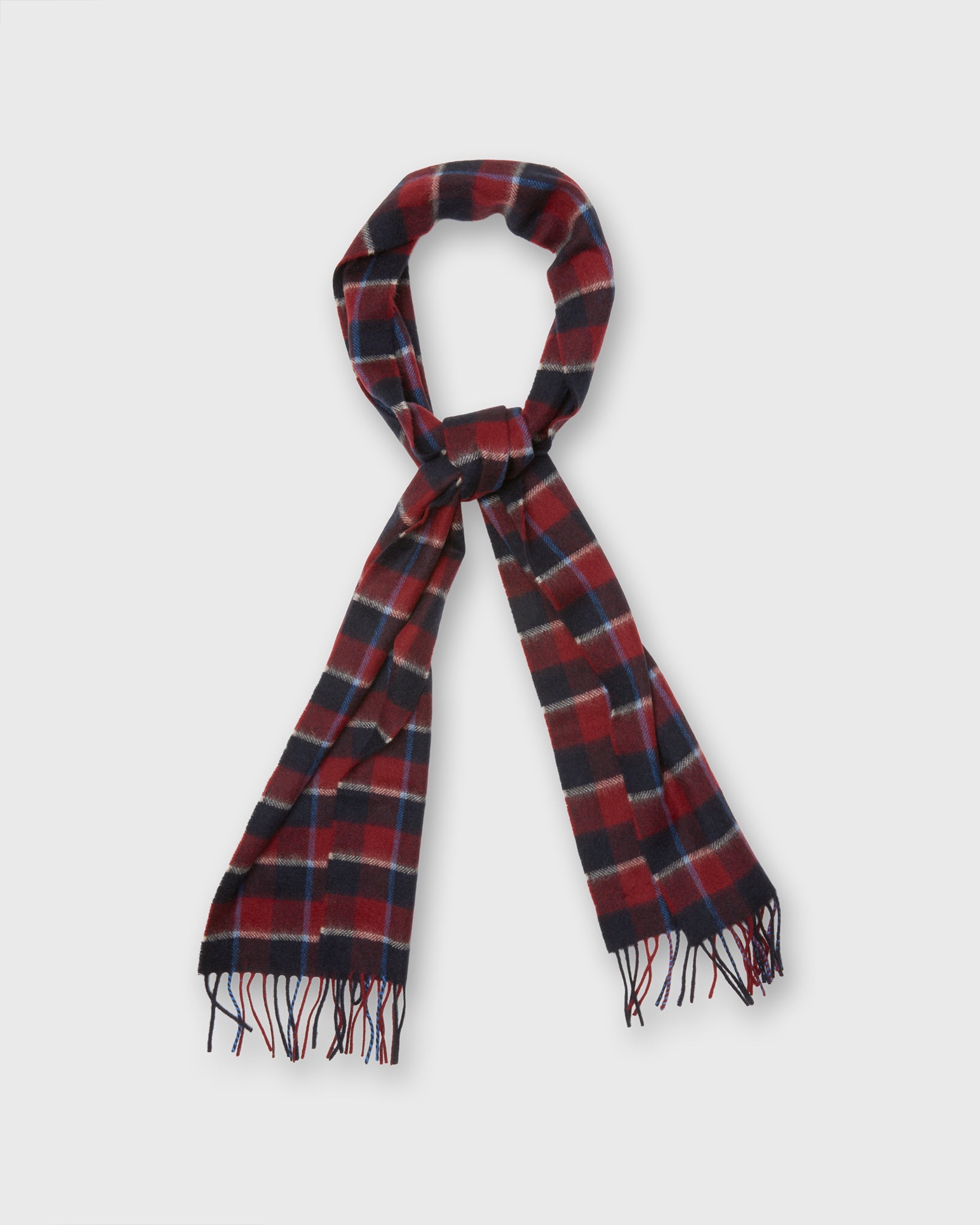 Cashmere Scarf in Merlot Bordered Gingham