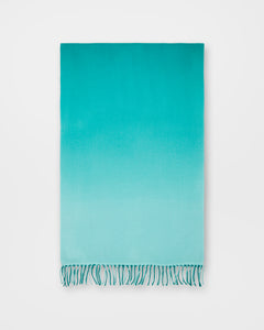 Handwoven Scarf in Emerald Ombre Brushed Cashmere Twill