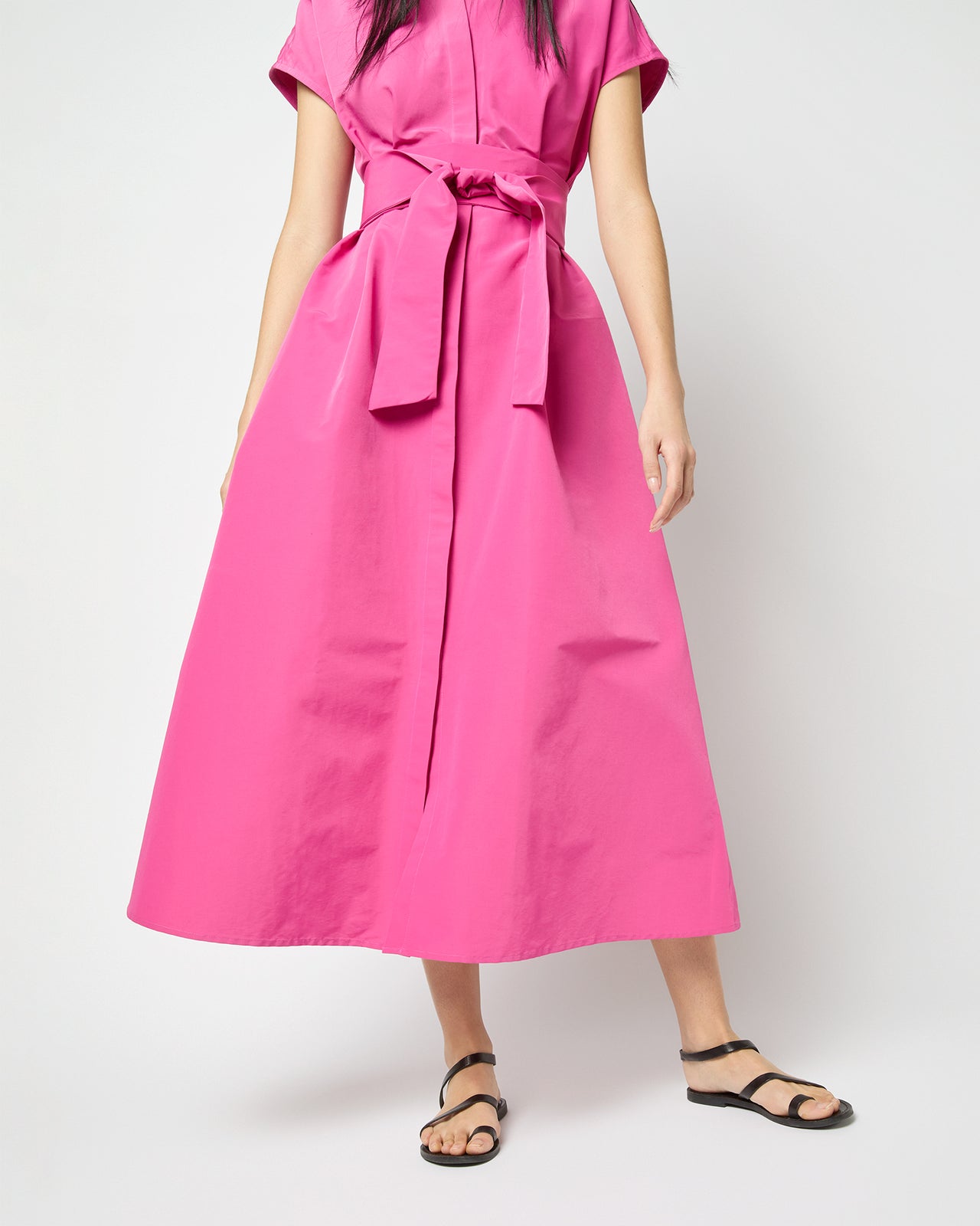 Gianna Maxi Shirtdress in Azalea Cotton/Nylon Faille