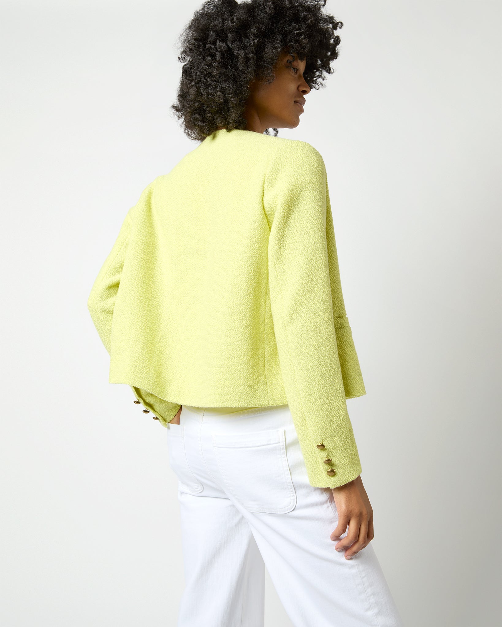 Megan Cardigan Jacket in Citron Bouclé Tweed