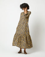 Load image into Gallery viewer, Aba Maxi Dress in Ratti® Navy/Gold Tea Rose Habotai

