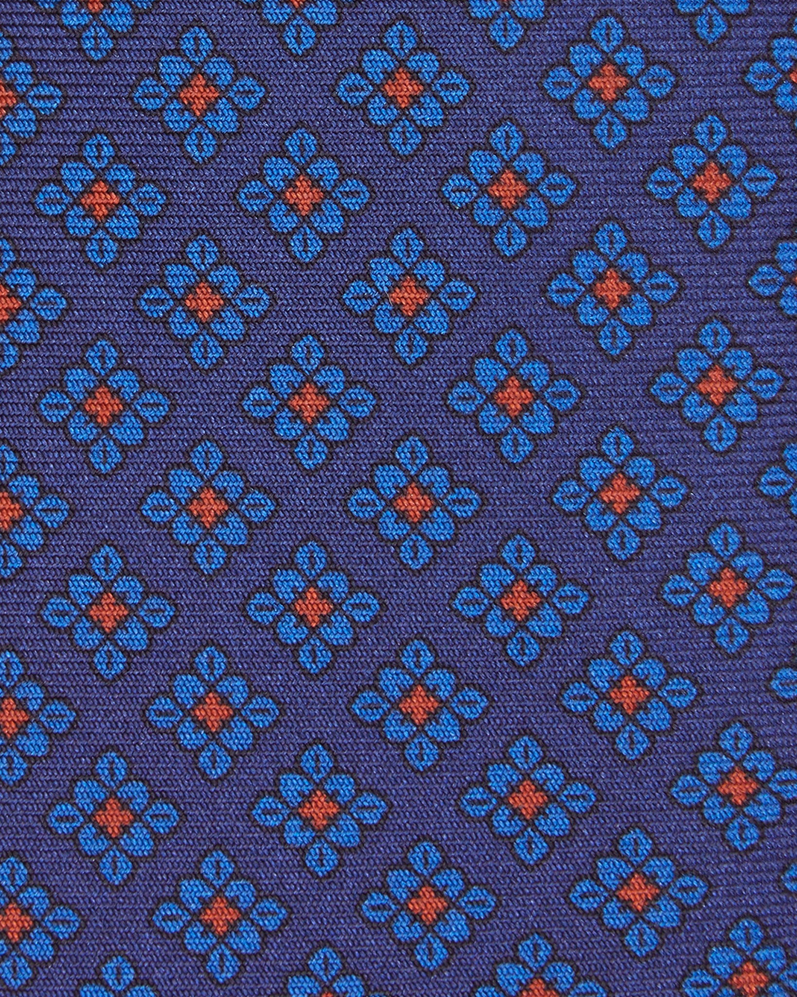 Silk Print Tie in Navy/Blue Foulard