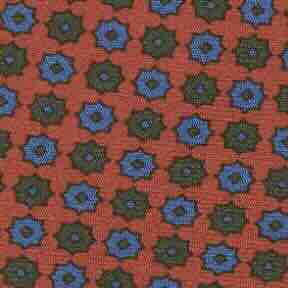 Silk Print Tie in Orange/Forest/Sky Flower