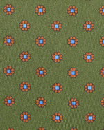 Load image into Gallery viewer, Silk Print Tie in Olive/Gold/Sky Flower
