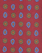 Load image into Gallery viewer, Silk Print Tie in Brick/Sky/Olive/Gold Foulard
