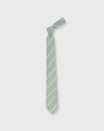 Load image into Gallery viewer, Wool Hopsack Tie in Green/Sky Stripe
