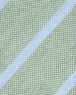 Load image into Gallery viewer, Wool Hopsack Tie in Green/Sky Stripe
