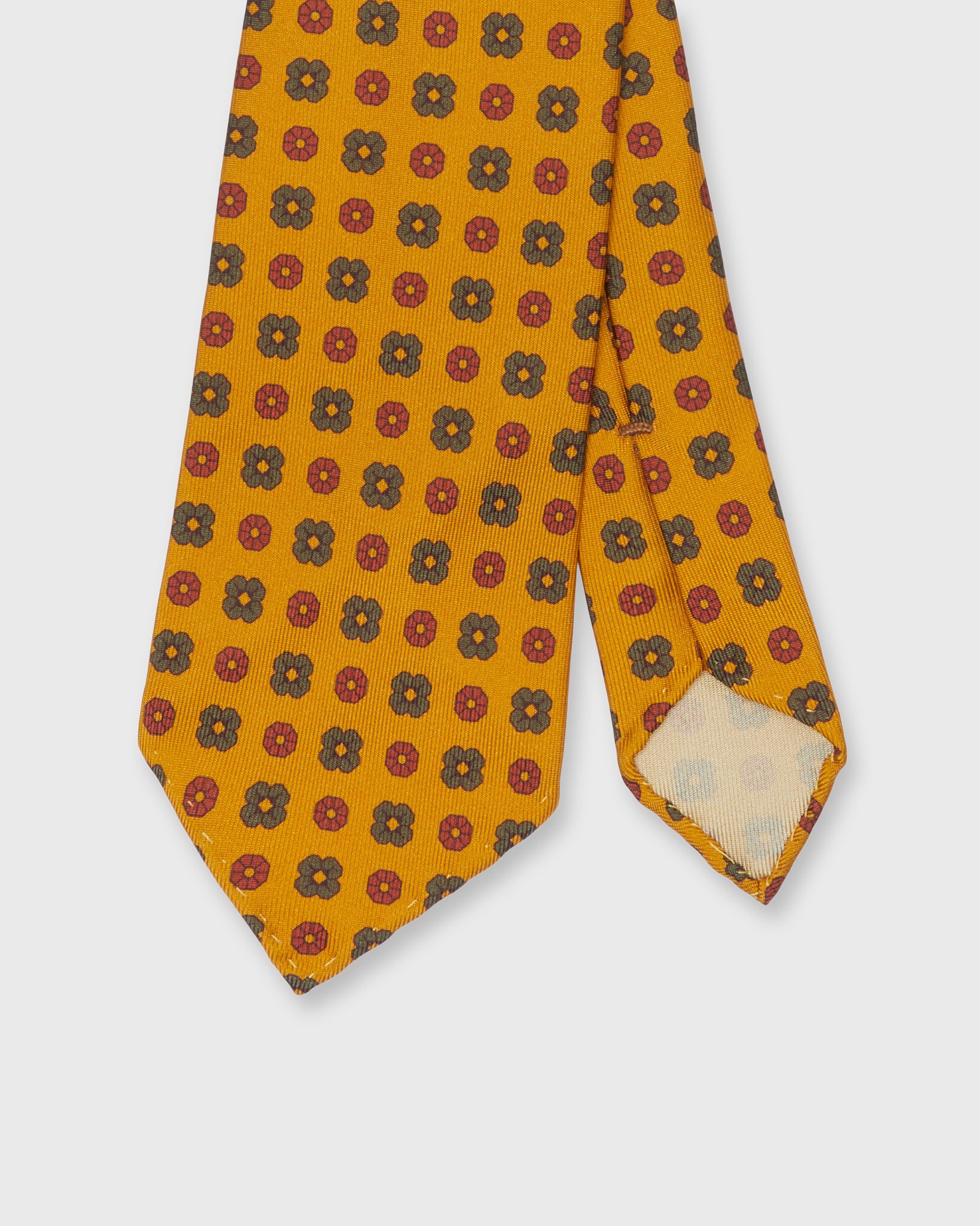 Silk Woven Tie in Gold/Olive/Brick Flowers