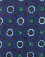 Load image into Gallery viewer, Wool Print Tie in Navy/Aqua/Green Abstract
