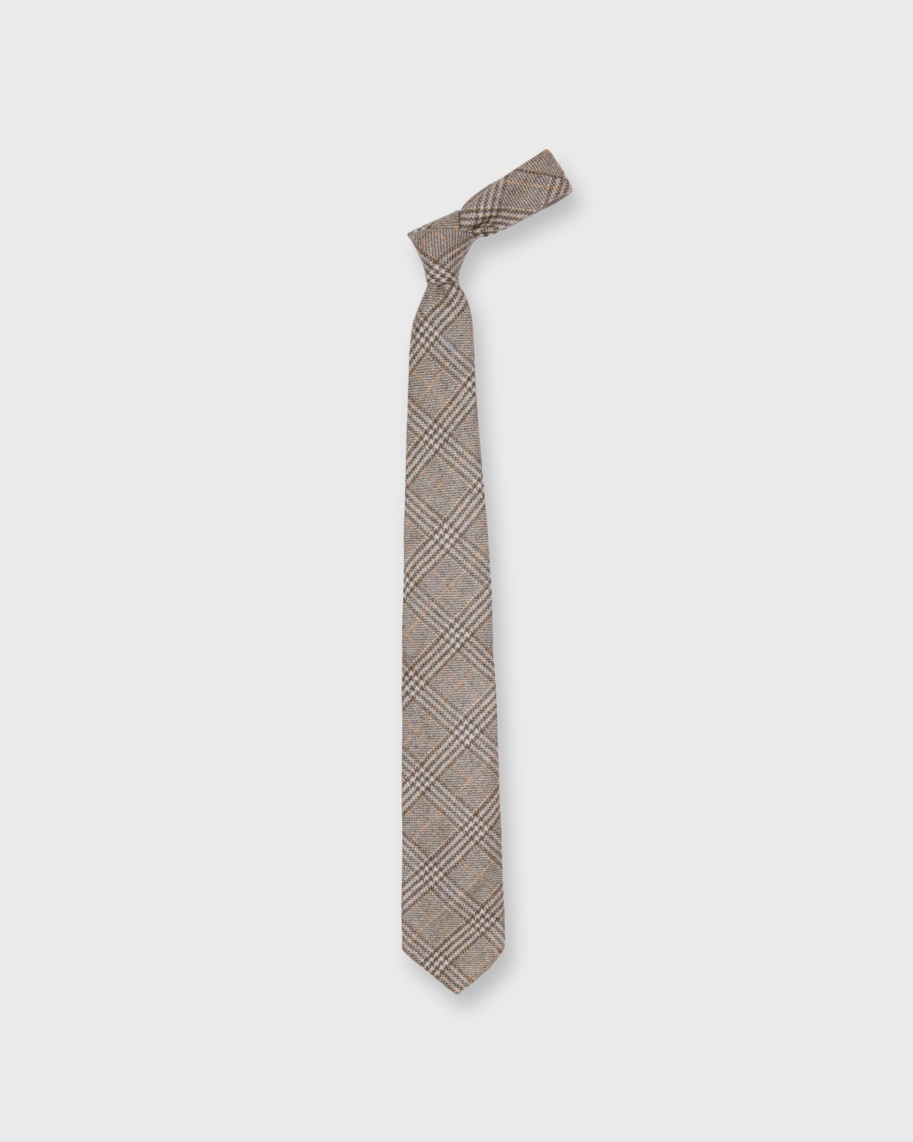 Cashmere Woven Tie in Ivory/Olive/Orange Plaid