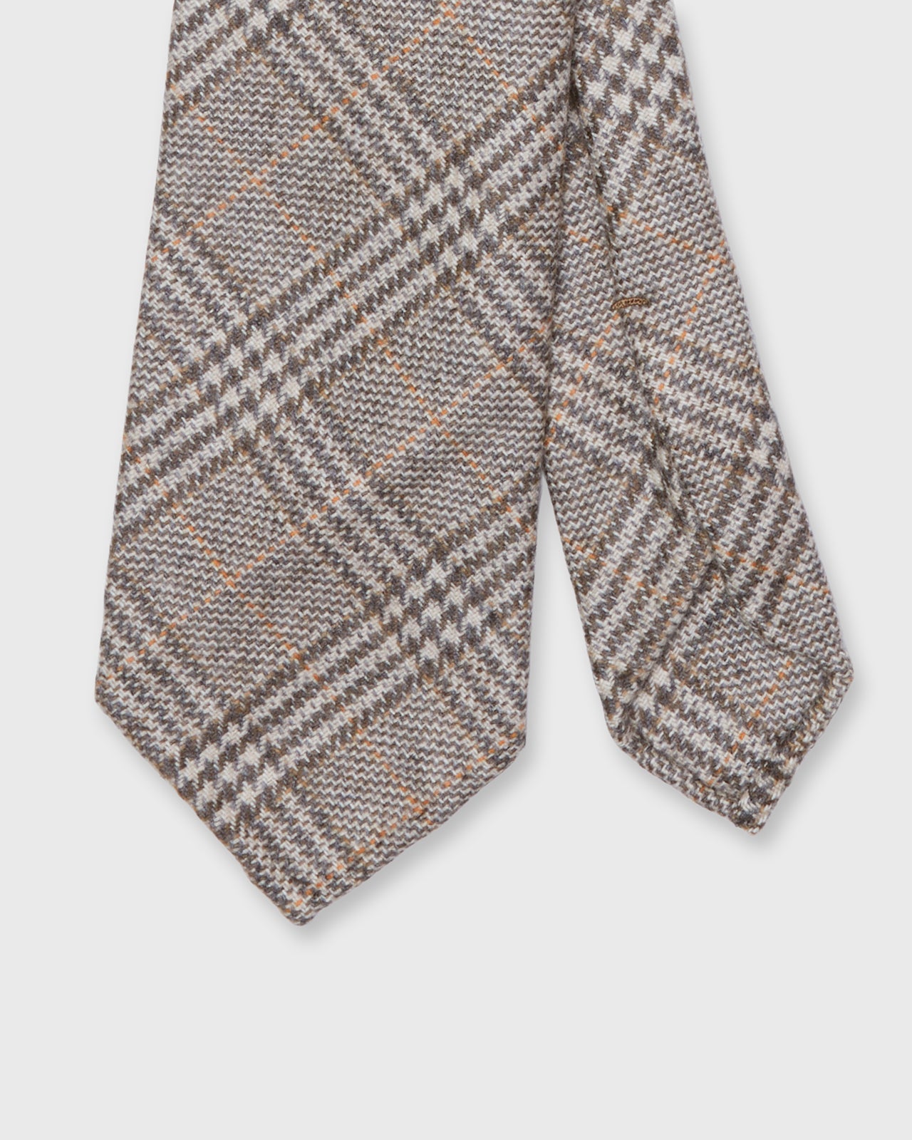 Cashmere Woven Tie in Ivory/Olive/Orange Plaid