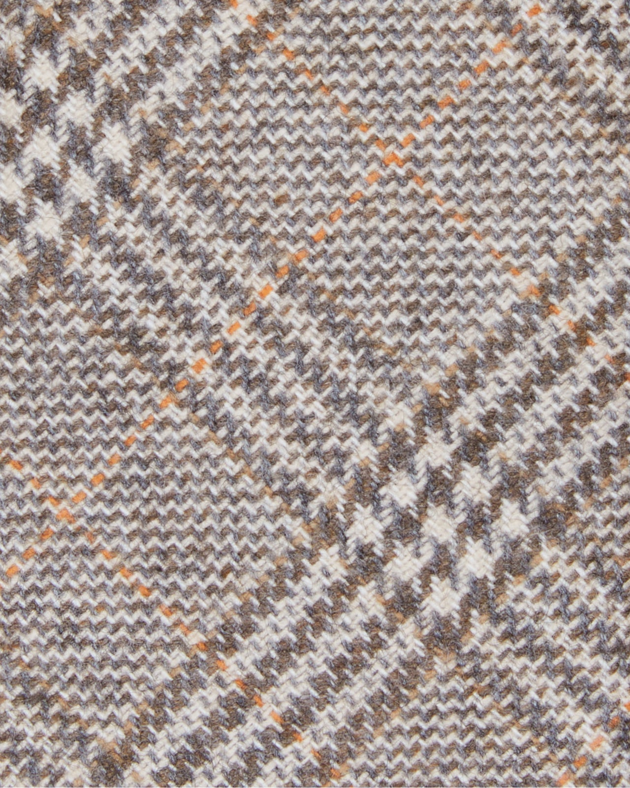 Cashmere Woven Tie in Ivory/Olive/Orange Plaid