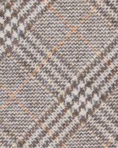 Cashmere Woven Tie in Ivory/Olive/Orange Plaid