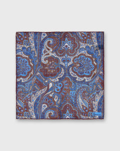 Wool/Silk Pocket Square in Maroon/Blue Paisley