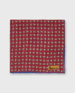 Wool/Silk Pocket Square in Red Oval Abstract