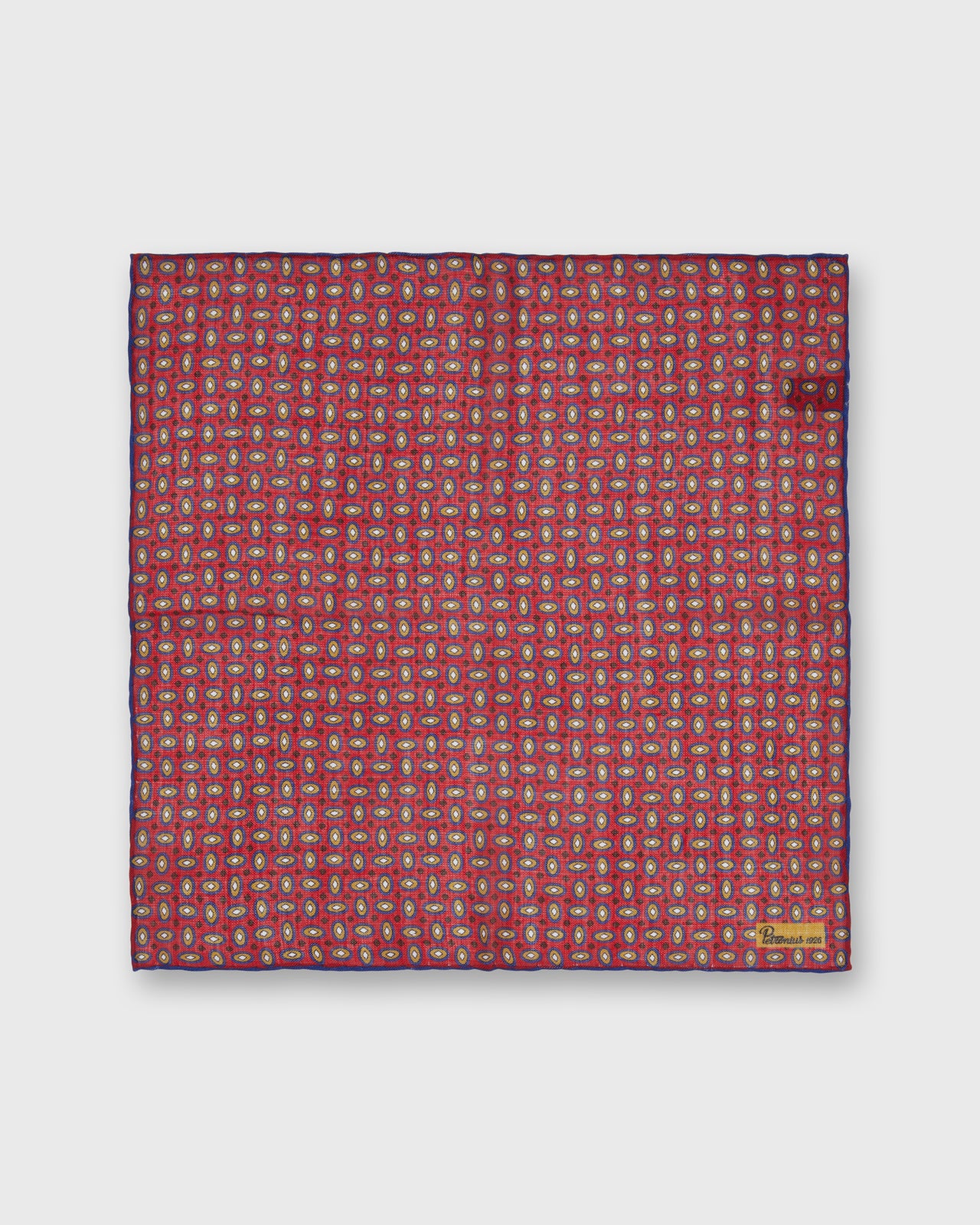 Wool/Silk Pocket Square in Red Oval Abstract