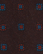 Load image into Gallery viewer, Wool Print Tie in Brown/Blue/Red Medallion
