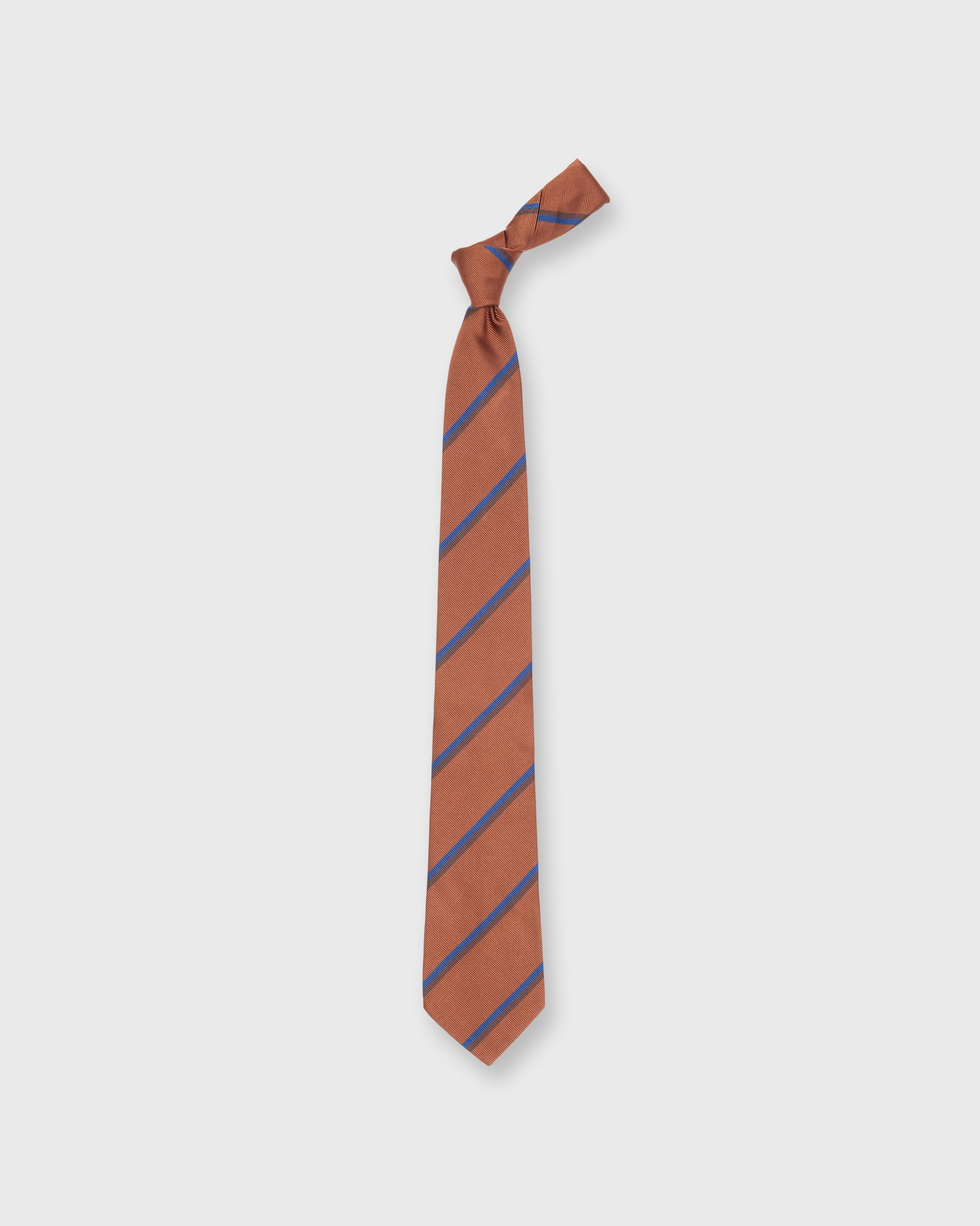 Silk Woven Tie in Orange/Blue/Brown Stripe