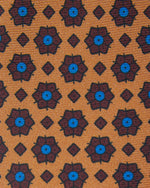 Load image into Gallery viewer, Silk Print Tie in Gold/Chestnut/Blue Flower
