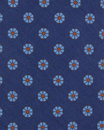 Load image into Gallery viewer, Silk Print Tie in Mid Blue/Sky/Orange Flower
