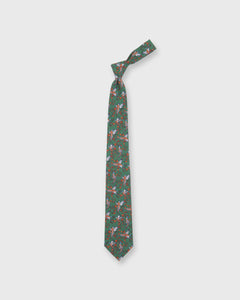 Silk Print Tie in Olive/Rust Pheasant