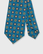 Load image into Gallery viewer, Silk Print Tie in River/Navy/Chartreuse Medallion
